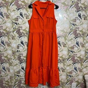 SHEIN Bold Orange Midi Dress